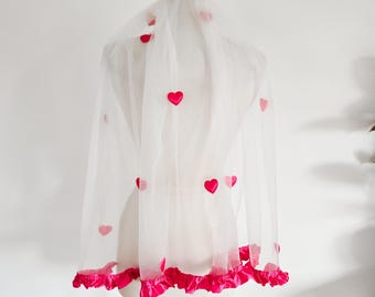 The Candy Heart wedding veil, Bright Pink Limited Edition / Sweet Heart