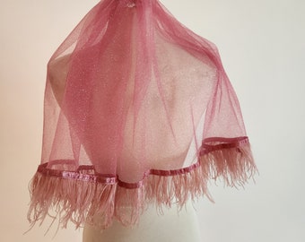 Pretty In Pink Shoulder Length Wedding or Bachelorette Veil