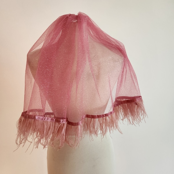 Pretty In Pink Shoulder Length Wedding or Bachelorette Veil