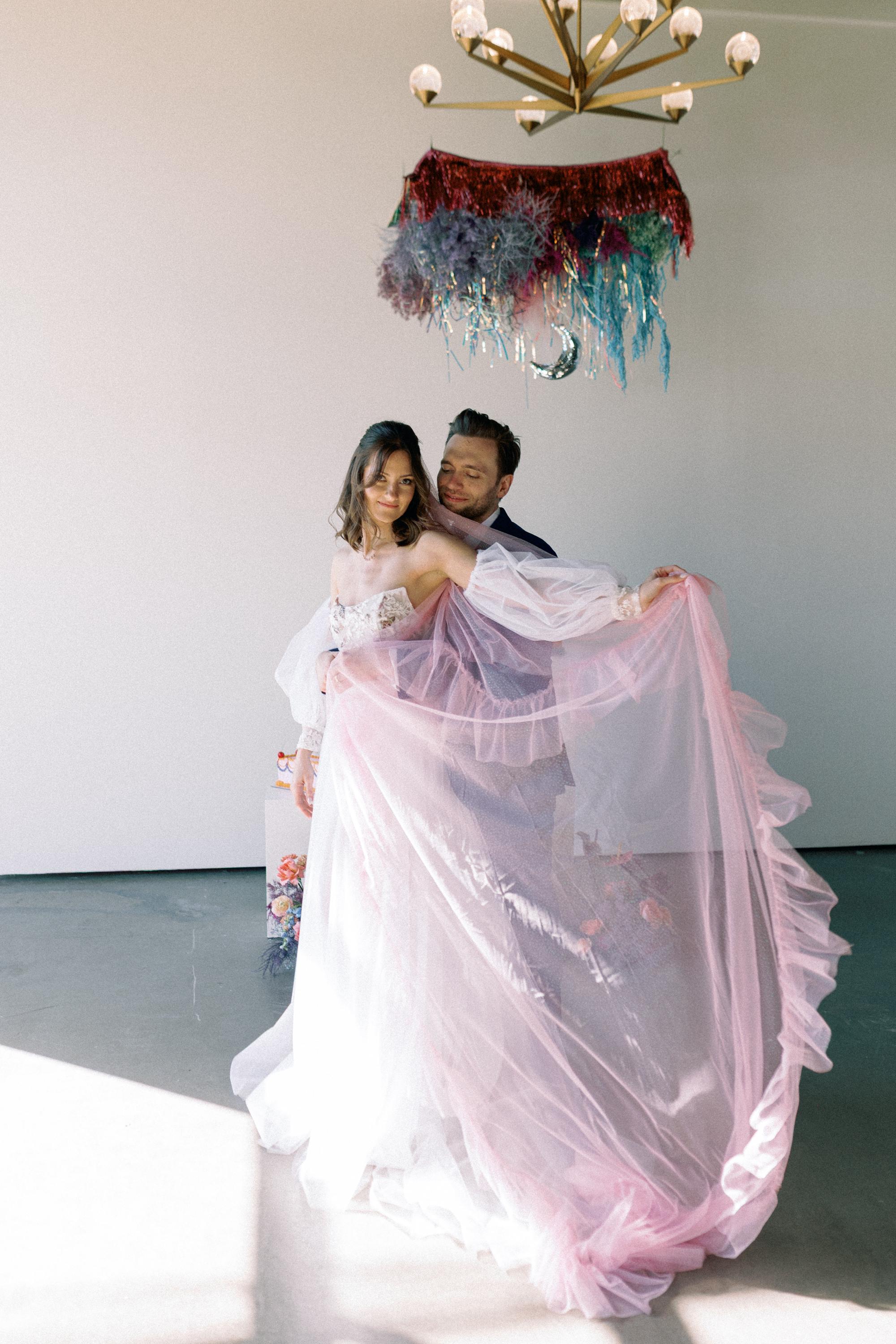 The Vintage Valentine Ruffle Wedding Veil in Pink Sparkle - Etsy