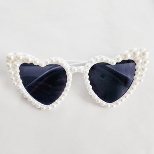 Pearl Heart Shaped Rhinestone Sunglasses and Pearl Hair Claw Bridal ...