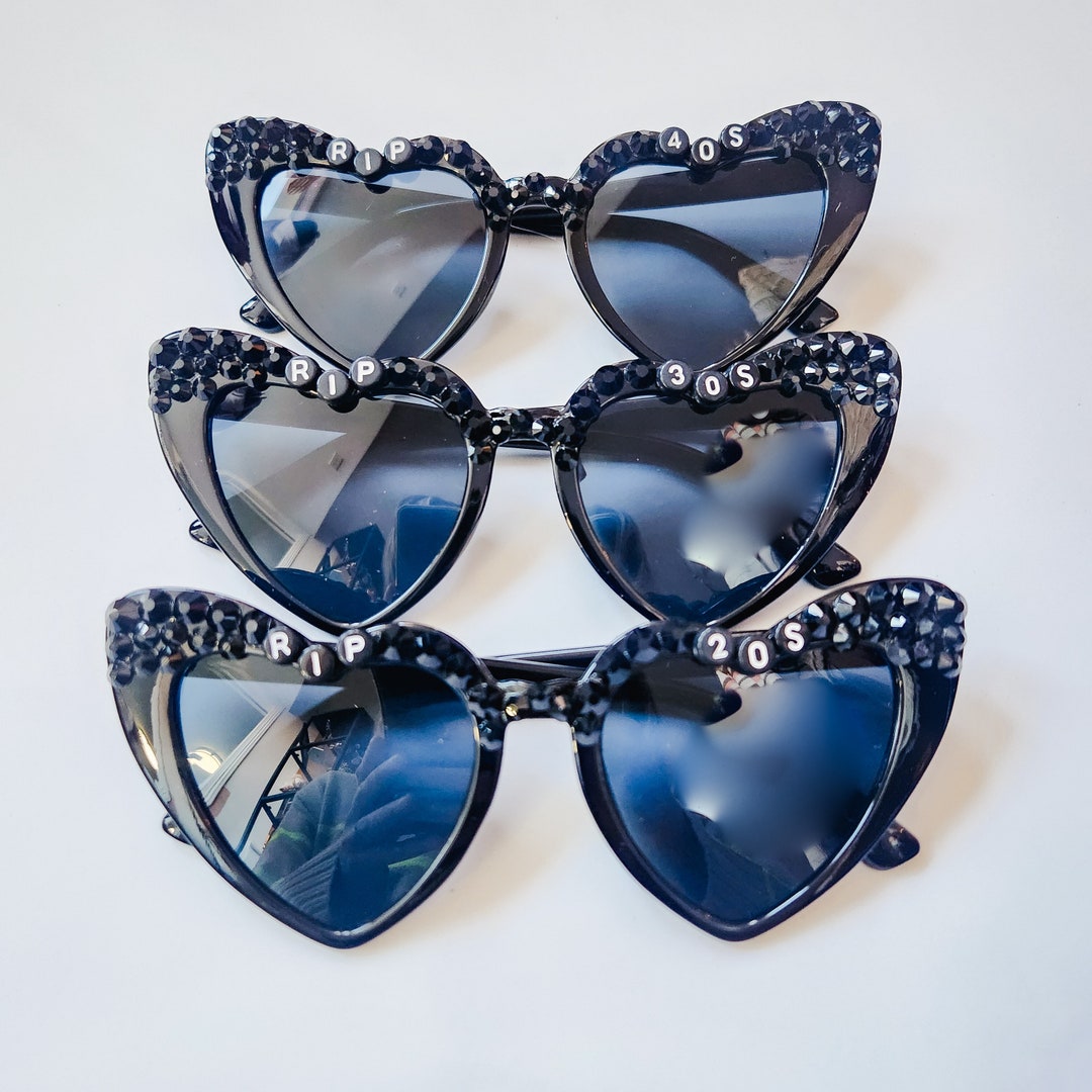 Buy to My 20s, 30s, 40s Black Heart Rhinestone Sunglasses