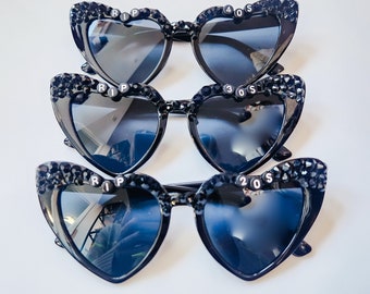R.I.P. to My 20s, 30s, 40s Black Heart Rhinestone Sunglasses UV Protection
