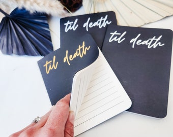 Til Death Wedding Vow Books, Set of 2, Gold, Silver or White on Black
