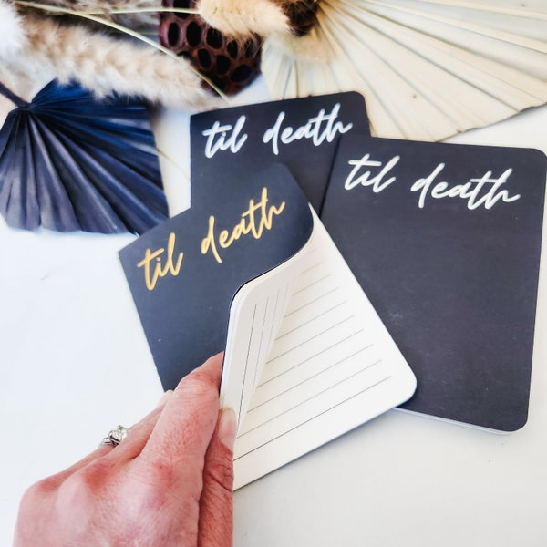 Til Death Wedding Vow Books, Set of 2, Gold, Silver or White on Black