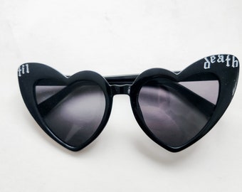Til Death Black Heart Sunglasses (lower case font) UV Protection