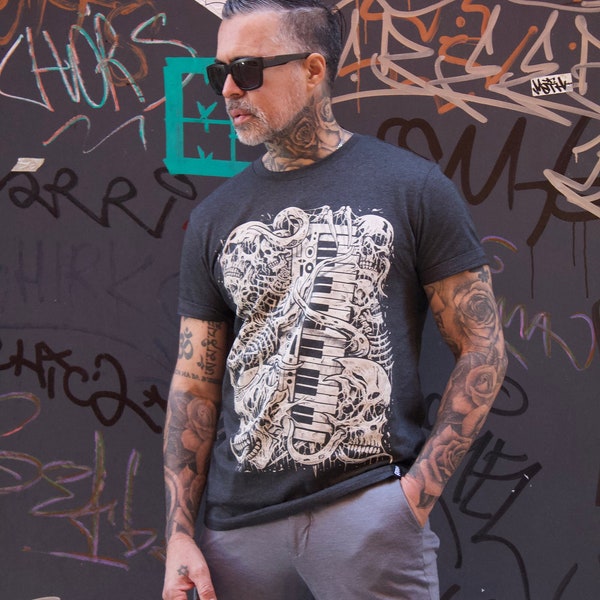 Skull Synthesizer keyboard T-shirt by Rakit DIY synths