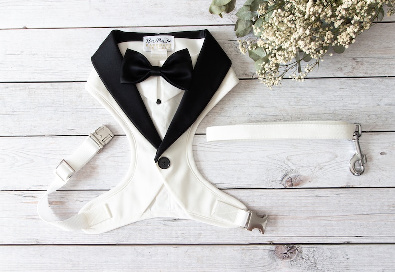 Dog Tuxedo Wedding White Harness and Leash Set Dog Formal Etsy