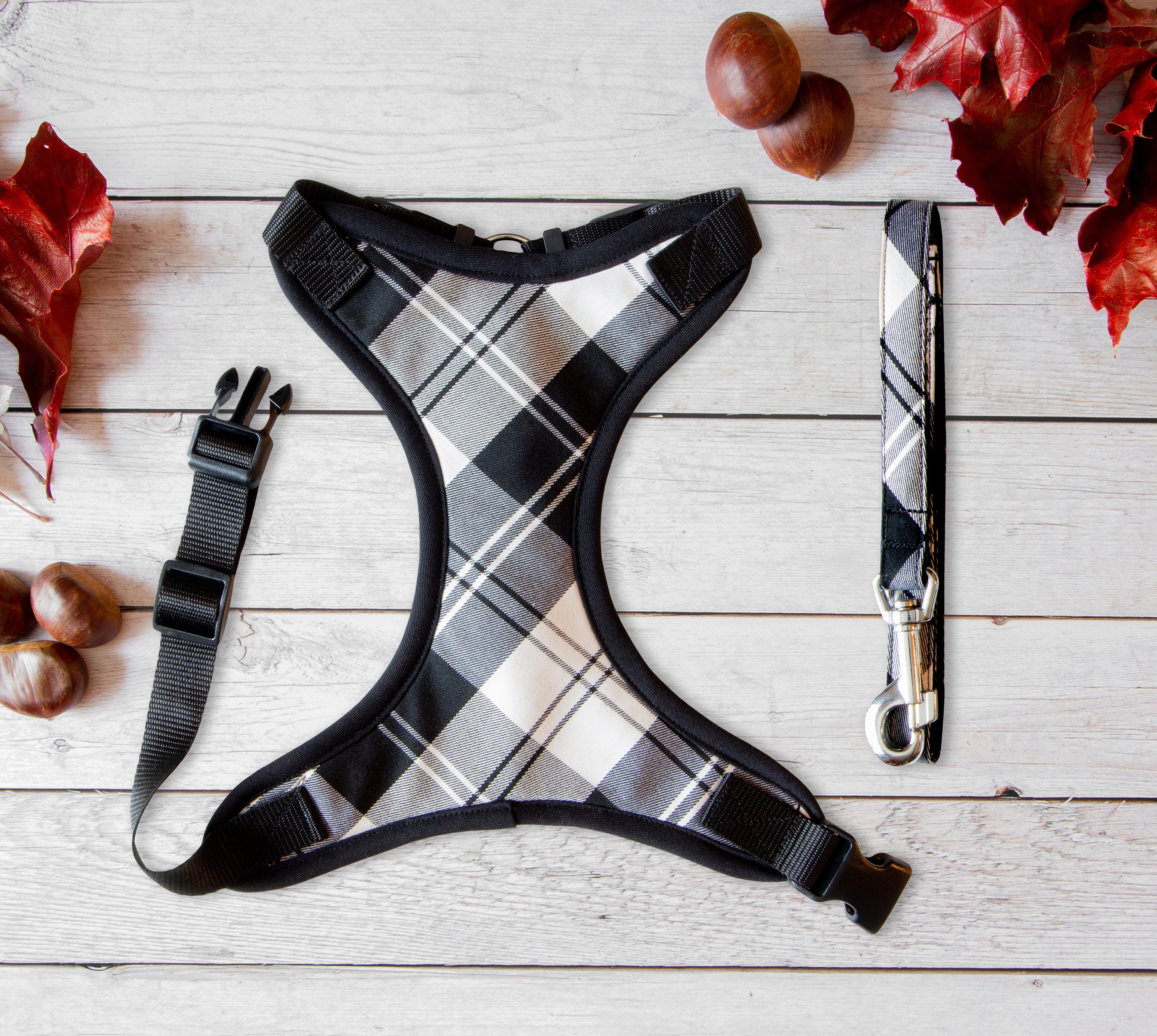 Set tartan dog harness and leash Set dog harness and lead for Etsy
