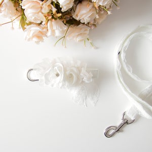 White dog wedding leash and collar with roses and lace, girly dog collar, lace dog collar, rose dog collar, dog wedding attire image 8