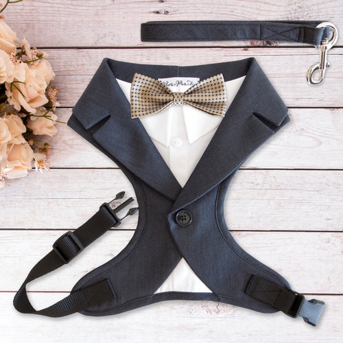 Dog Tuxedo Wedding Harness and Leash Set Dog Formal Attire Etsy