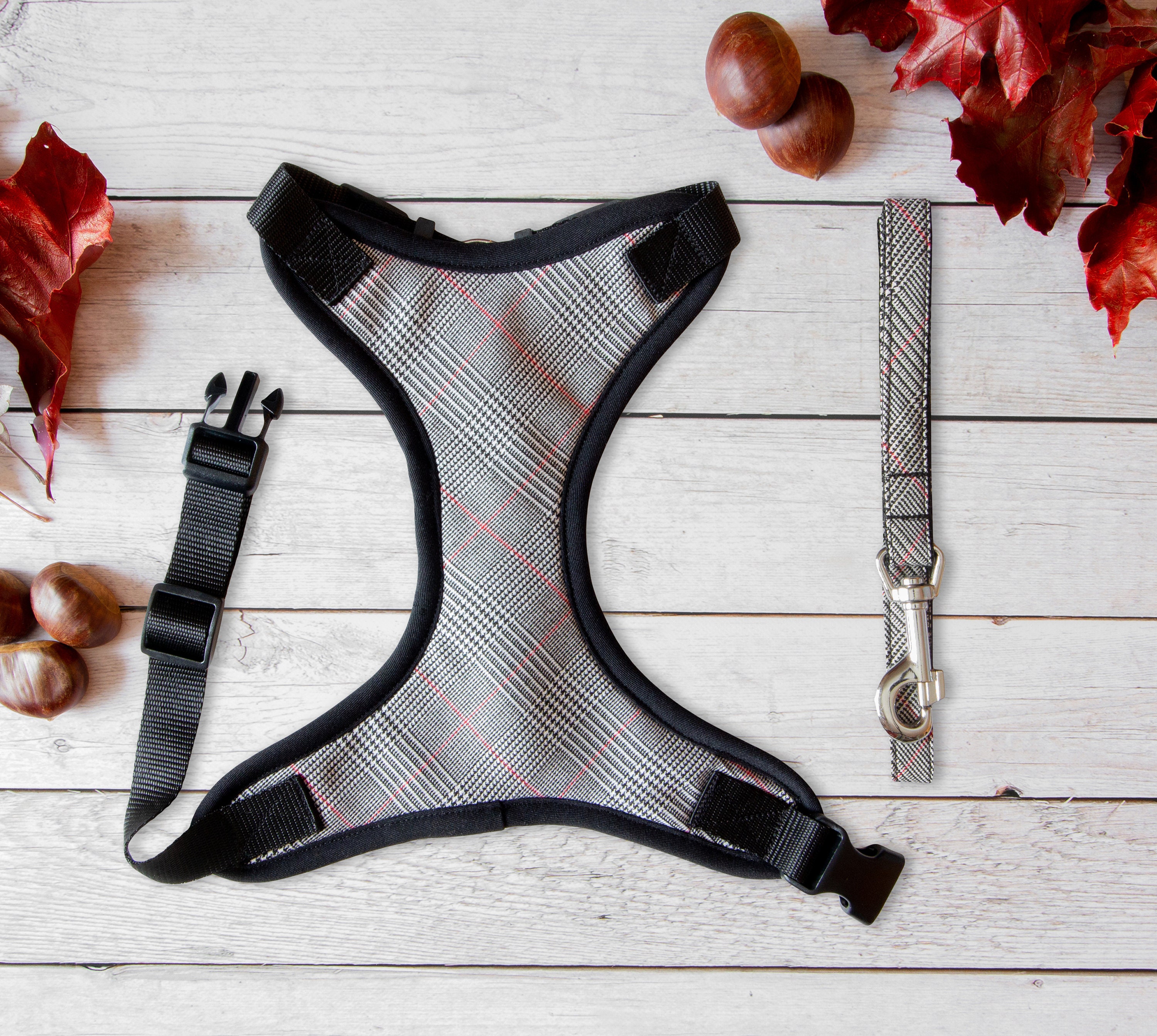 Set tartan dog harness and leash Set dog harness and lead for Etsy