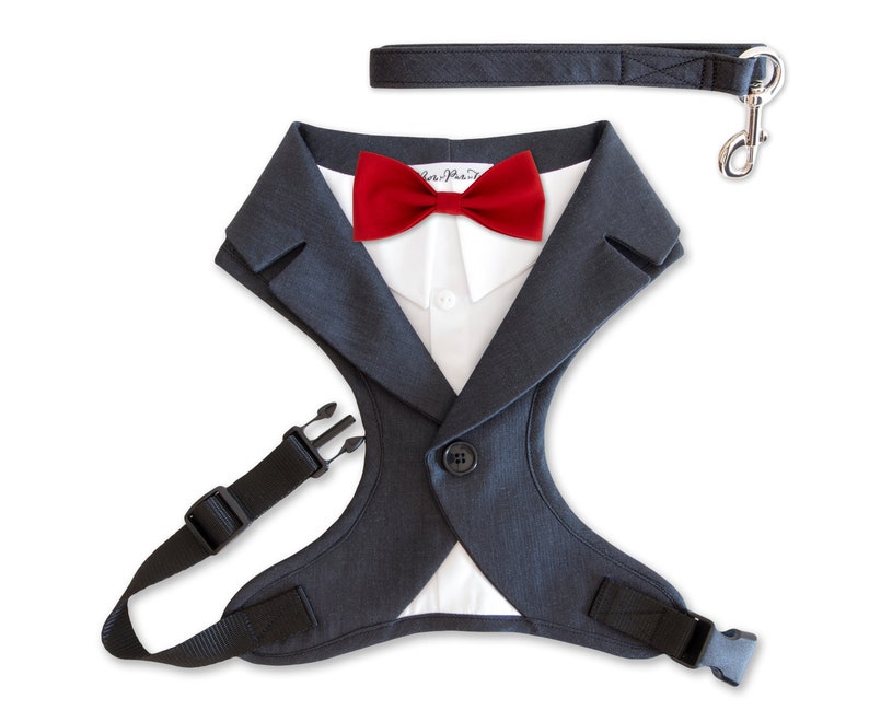 Charcoal Dog Tuxedo Wedding Harness and Leash Set Dog Formal Etsy