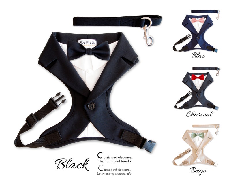 Dog Tuxedo Wedding Harness and Leash Set Dog Formal Attire Etsy