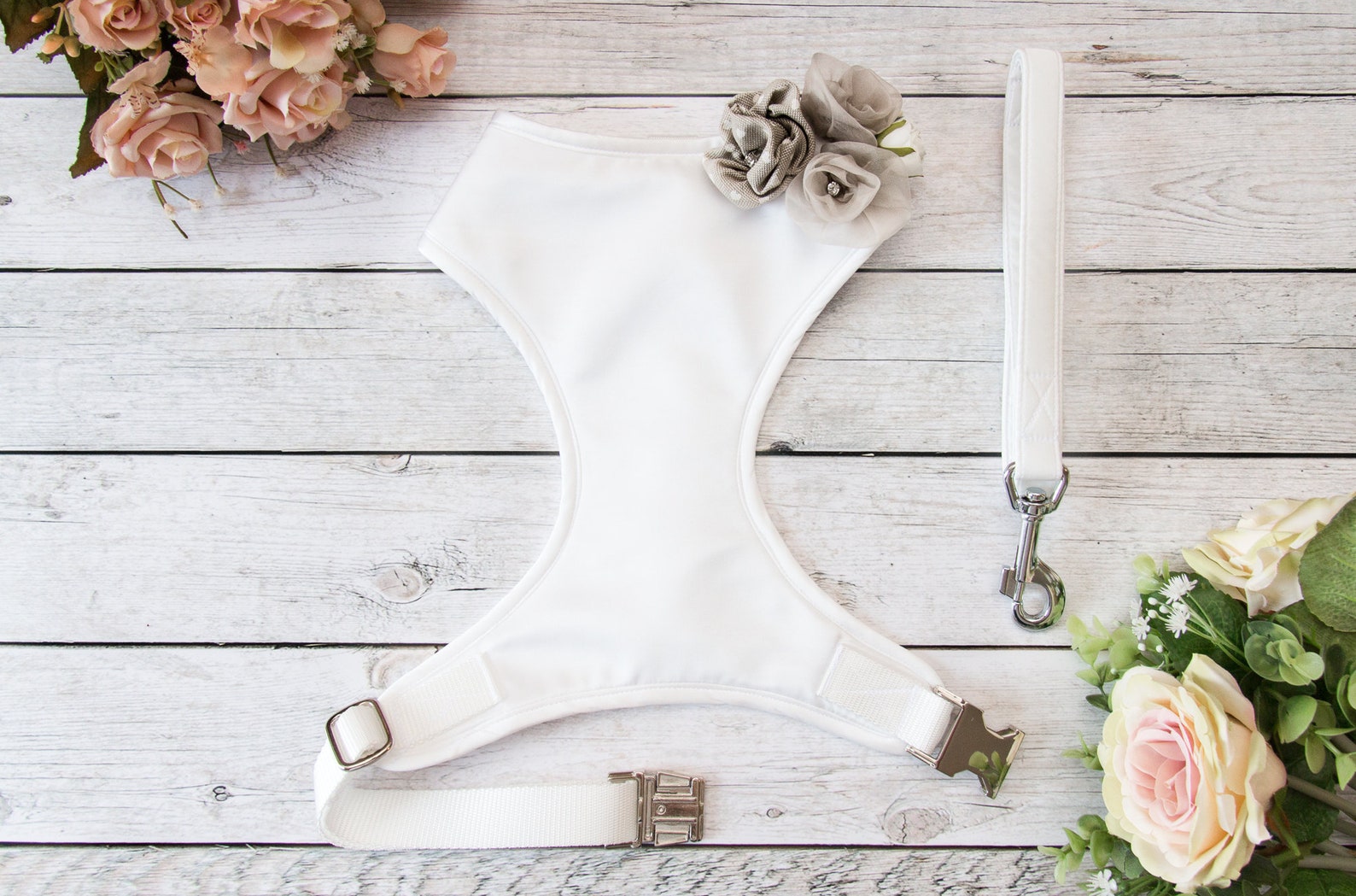 Girl Dog Wedding Harness and Leash Dog Harness With Roses Etsy