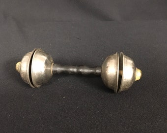 vintage metal baby rattle