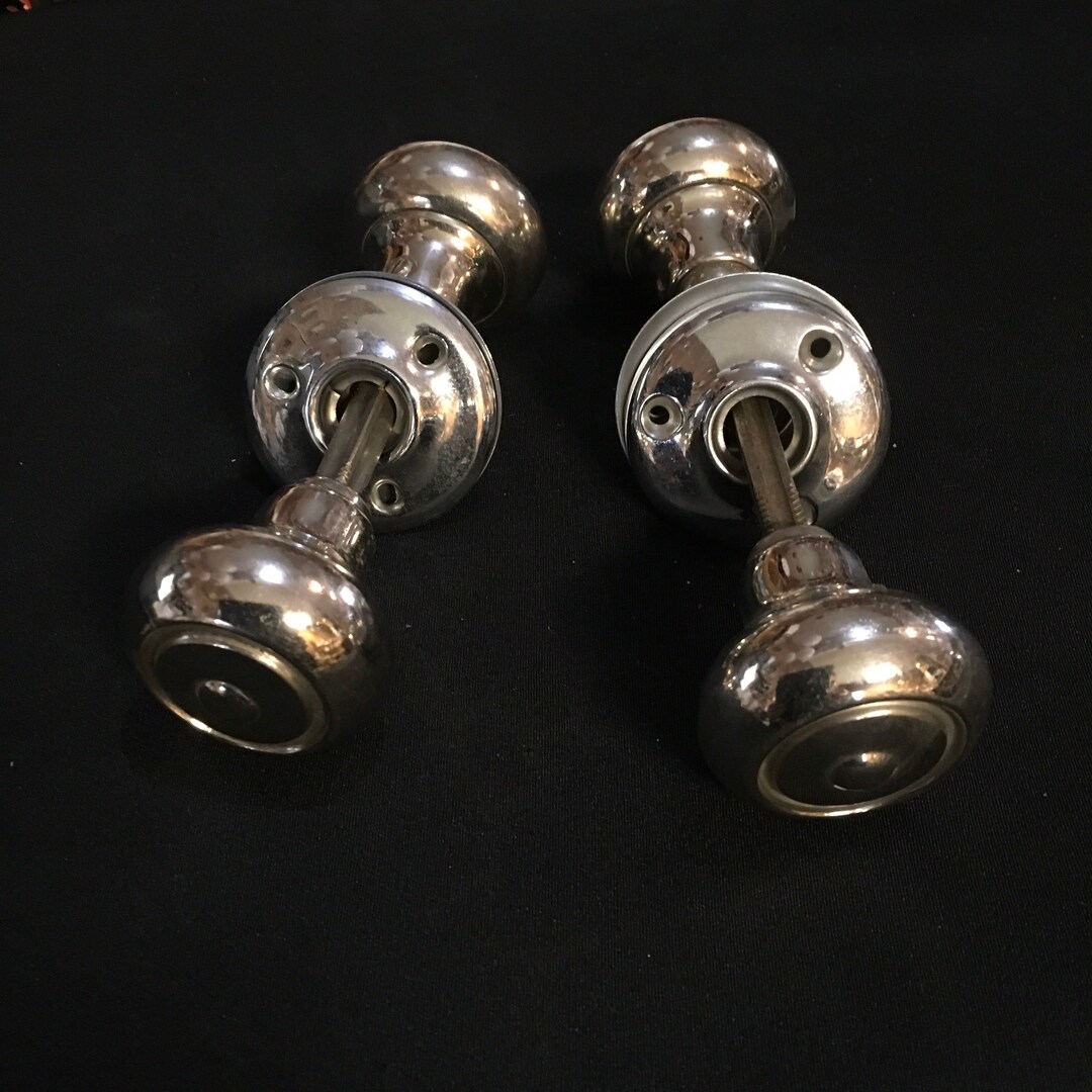 Two Sets of Vintage Chrome Door Handles Etsy