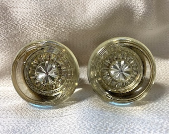 NOS Vintage Glass Door Knobs Starburst