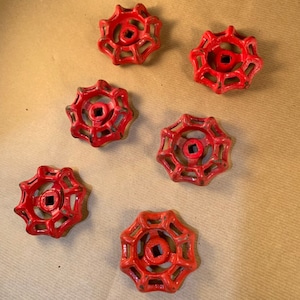 Vintage Red Valve Handles Set of Six