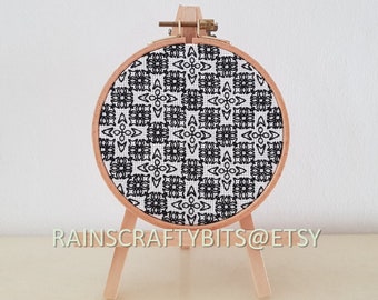 Blackwork Geometric Embroidery 5 inch Hoop Art (1), Handmade Decorative Gift Item For Display