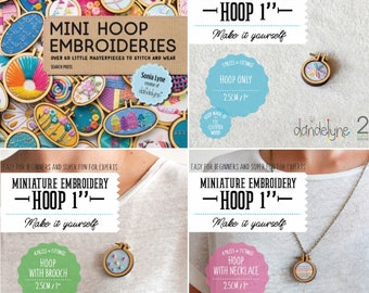 Dandelyne Mini 1 inch Wooden Embroidery Hoop, Brooch DIY Set, Necklace DIY Set (2.5cm)