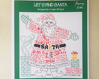 Imaginating Leaflet Cross Stitch Pattern, Ursula Michael Design, Let's Find Santa, Hardcopy Only