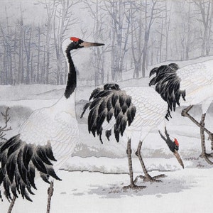 Red Crowned Crane Cross Stitch Kit from Xiu Crafts Taiwan, Dancing on the Snowy Field image 6