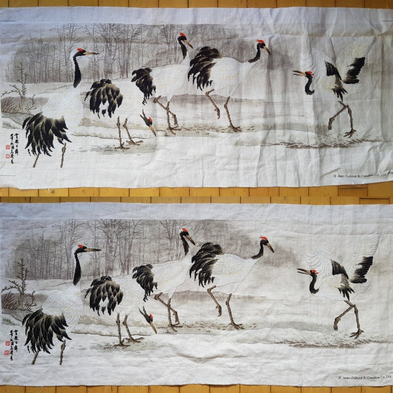 Red Crowned Crane Cross Stitch Kit from Xiu Crafts Taiwan, Dancing on the Snowy Field image 9