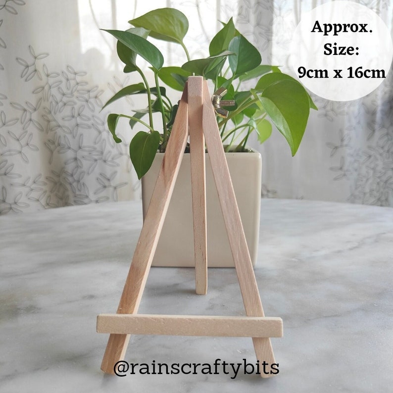 Mini Wooden Easel Frame, Hoop Art, Small Canvas Paintings Stand, Table Top Decoration Display image 1