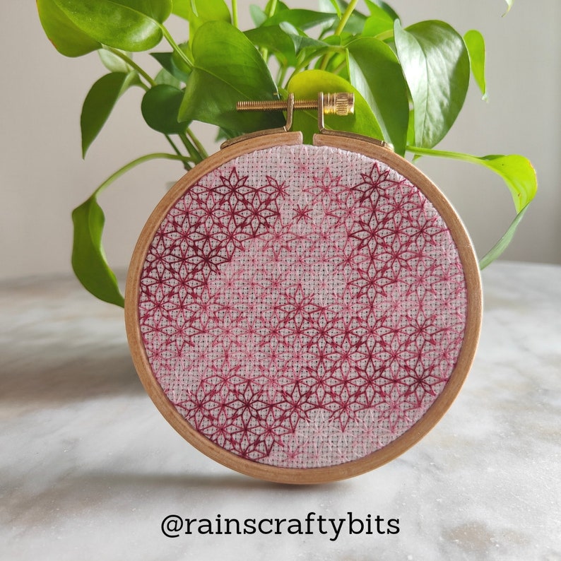 Blackwork Embroidery Colourful 4 inch Hoop Art 10, Handmade Decorative Gift Item For Display image 4