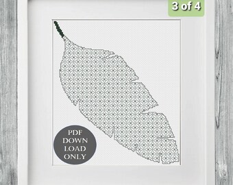 Banana Leaf Blackwork PDF Pattern 6, Plant Embroidery Backstitch on Aida, Modern Fibre Art, Digital Files, Instant Download Only (Part 3)