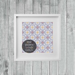 May include: A white frame with a blue, yellow, and red geometric pattern inside. The text "PDF DOWNLOAD ONLY" is in a black circle in the center of the image.