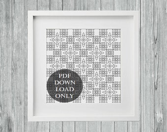 Blackwork Embroidery PDF Pattern 1, Mindless Stitching, Monochrome Art, Modern Fibre Art, Digital Files, Instant Download Only