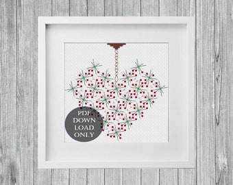 Christmas Ornament Cross Stitch Pattern 3, Hanging Mistletoe, Modern Fibre Art, Digital Files, Instant Download Only