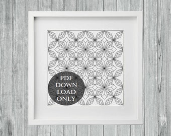 Blackwork Embroidery PDF Pattern 5, Mindless Stitching, Monochrome Art, Modern Fibre Art, Digital Files, Instant Download Only