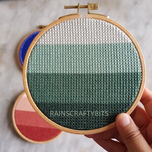 Geometric Embroidery Cross Stitch 5 inch Hoop Art, Handmade Decorative Gift Item For Display Blue Green
