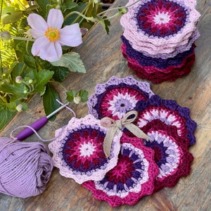 Handmade Crochet Coasters, Cute Coaster Crochet Mandala, Small Doily | Cottagecore Decor Mug Rug | Coaster Set of 5 in 100% Cotton Doilies