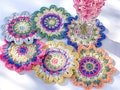 Crochet Flower Coasters: Pastel Mandala Mug Rugs, Cottagecore Decor Gifts for Her