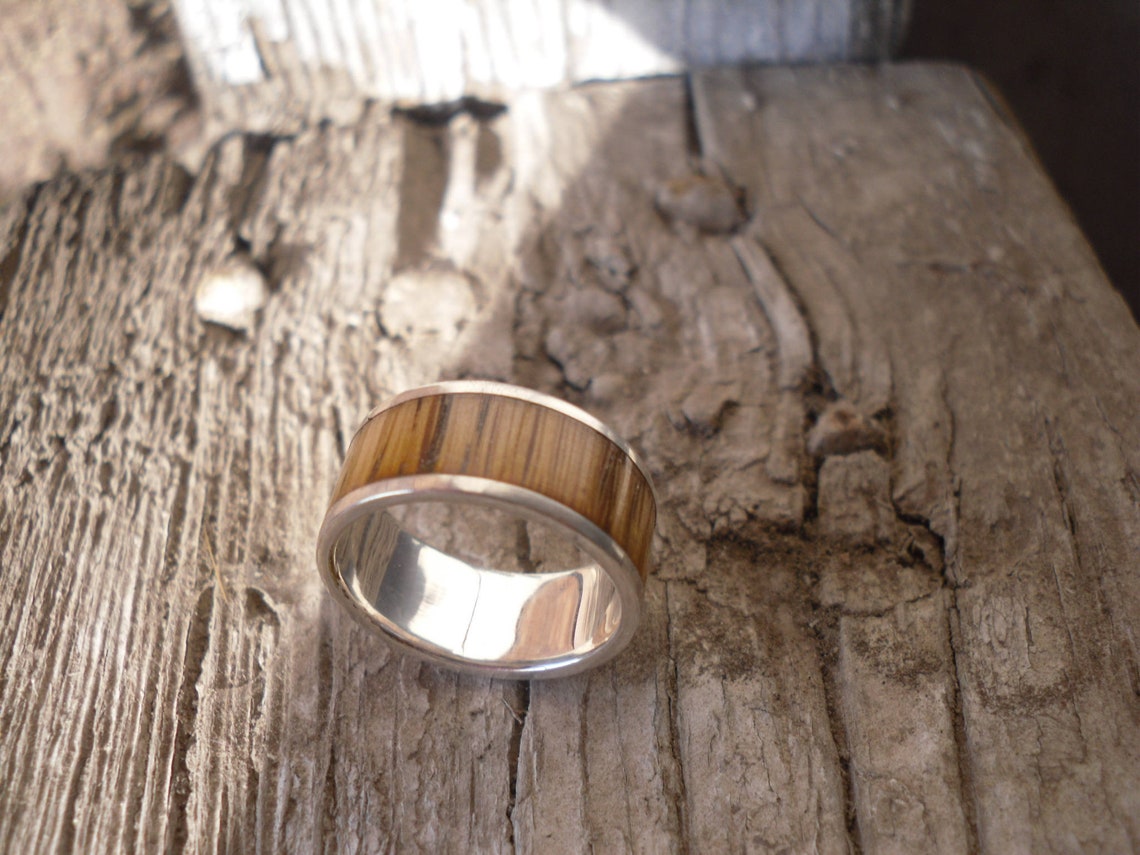 Wood wedding ring.Black Friday.Ring.Silver ring.Silver and