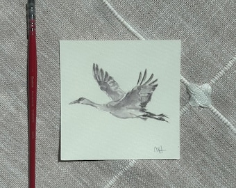 Original Bird Watercolor Painting, Fine Art, Wildlife Art, Vintage, 4x4