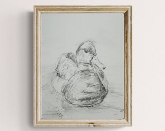 Original Duck Pencil Drawing on 9x12 thick paper, Fine Art