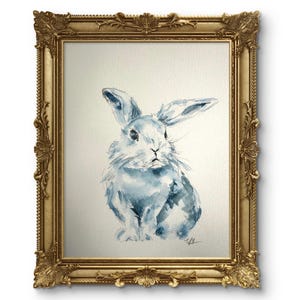 Original Blue BUNNY RABBIT Digital Print