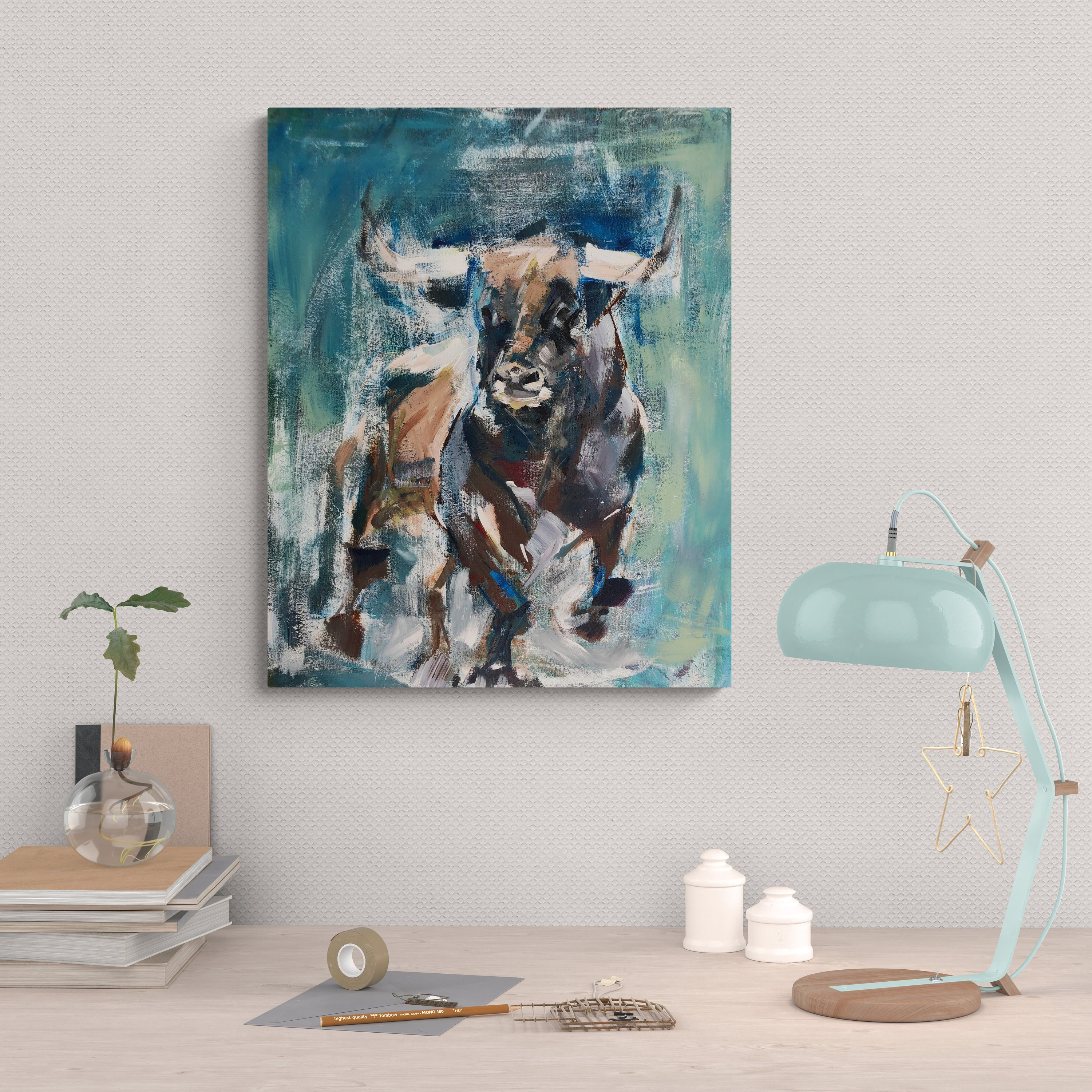 Original Bull Painting Acrylic on Gallery Canvas Fine Art - Etsy