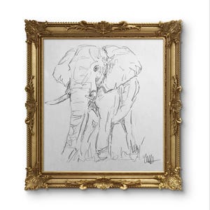 Oryginalny minimalistyczny wydruk cyfrowy ELEPHANT