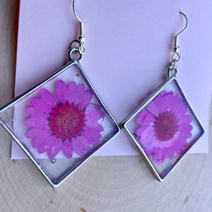 Hot pink flower earrings