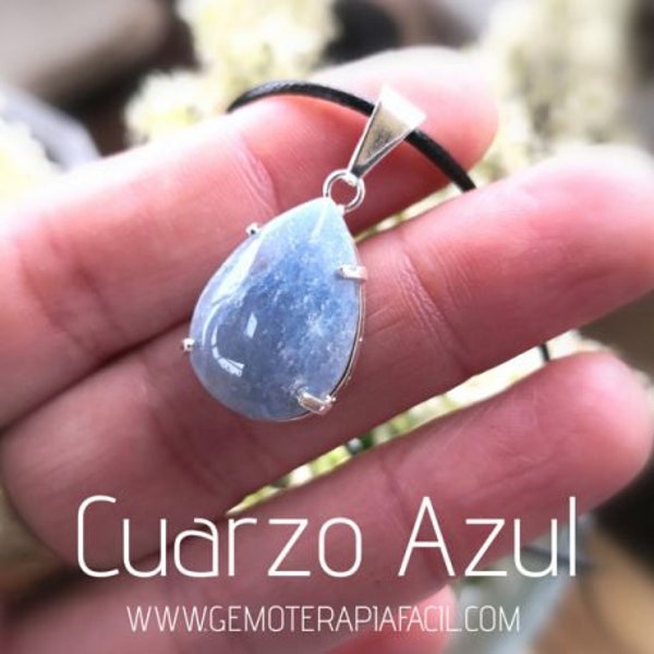 Blue quartz teardrop pendant