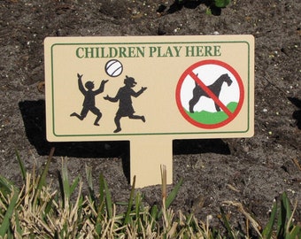 Children Play Here Yard Sign: No Dog Poop/Pee - HOA Compliant