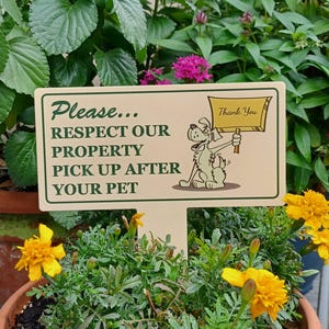 Pick Up After Your Pet | Curb Your Dog  | No Dog Pooping Signs | No Dog Poop or Pee  | Dog Poop Sign Magic Dog Yard Sign | No Poop No Pee