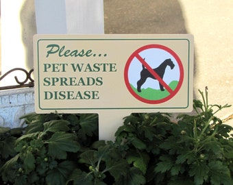 Pet Waste Spreads Disease Yard Sign: No Dog Poop/Pee - USA Made | HOA Compliant
