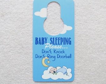 Baby Sleeping Sign: No Soliciting Door Hanger